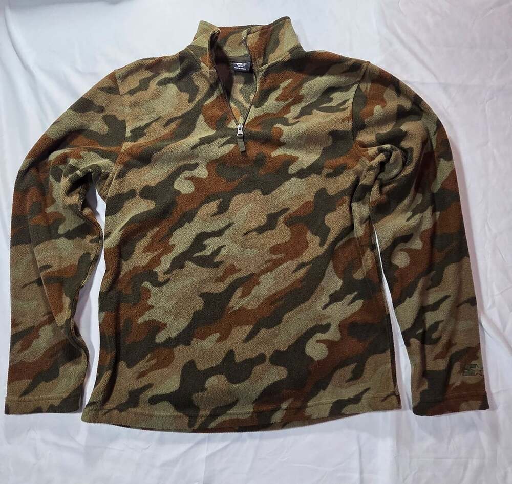 Starter Camouflage Fleece 1/4 Zip Pullover Jacket Size S